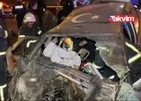 Takla atan otomobilin motoru koptu: 2 yaralı