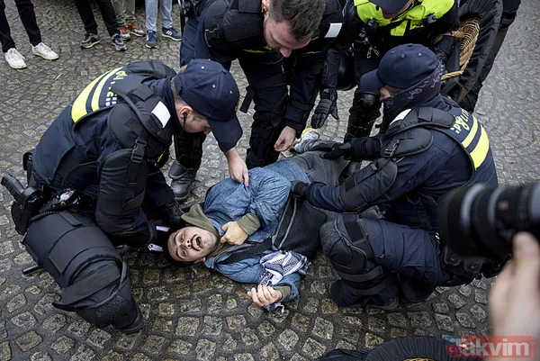 Amsterdam'da Filistin destekçilerine siyonist müdahale! Amsterdam Belediye Meclis üyesi de gözaltına alındı - 4