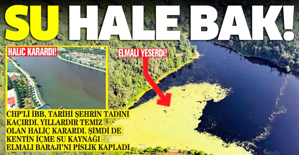 CHP’li İBB yönetiminde Haliç karardı Elmalı Barajı'nı pislik kapladı