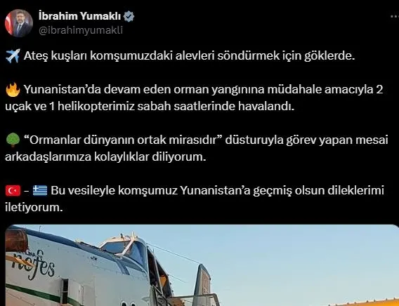 Türkiye'nin yangınla mücadele eden Yunanistan'a gönderdiği uçaklar Atina'ya ulaştı: "Ateş kuşları komşumuzdaki alevleri söndürmek için göklerde"-3