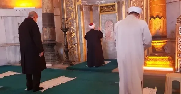 Ayasofya'da sürpriz konuk! Erdoğan o ismin ardında saf tuttu