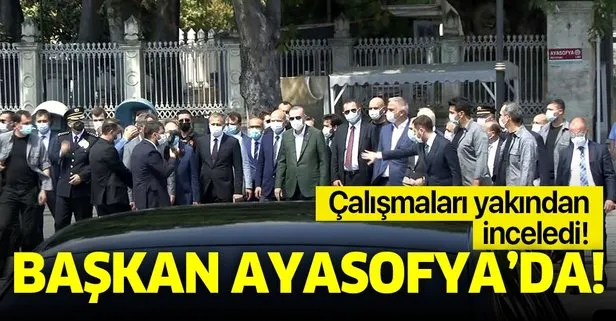 Son dakika: Cumhurbaşkanı Recep Tayyip Erdoğan Ayasofya Camii’nde incelemelerde bulundu