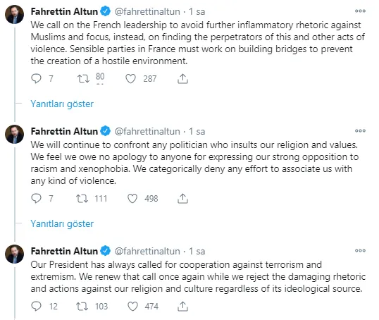 İletişim Başkanı Fahrettin Altun'dan Fransa'daki saldırıya ilişkin açıklama!-2