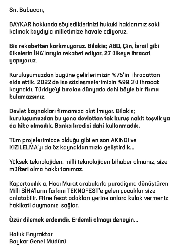 haluk-bayraktardan-baykari-hedef-ali-babacana-yanit-milli-teknolojiden-bihaber-olmaniz-size-mufteri-olma-hakki-1673716740392.jpeg 6'lı masada şimdi de SİHA kavgası! Babacan'a İyi Parti'den peş peşe tepkiler: "Sahip çıkacağız"-5