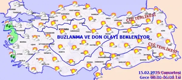 15 Şubat Tarihli Saat 00:00 İle 06:00 Aralığını Kapsayan Meteoroloji Verileri
