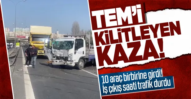 TEM'de zincirleme kaza! Mahmutbey gişelerinde 10 araç birbirine girdi