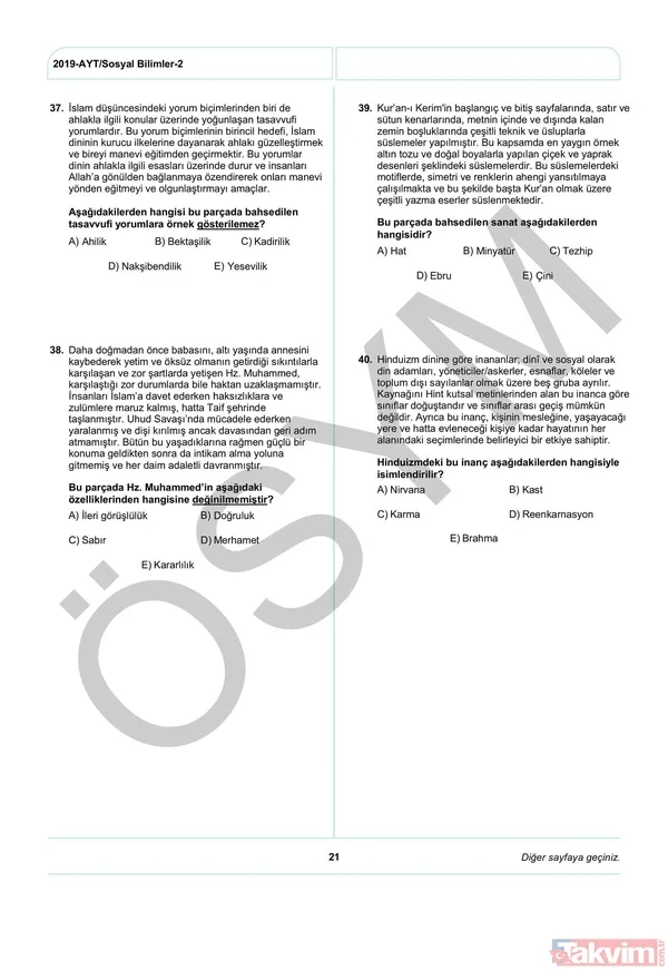2019 YKS AYT soruları ve cevapları yayınlandı! İşte AYT soru ve cevap anahtarı... - 24
