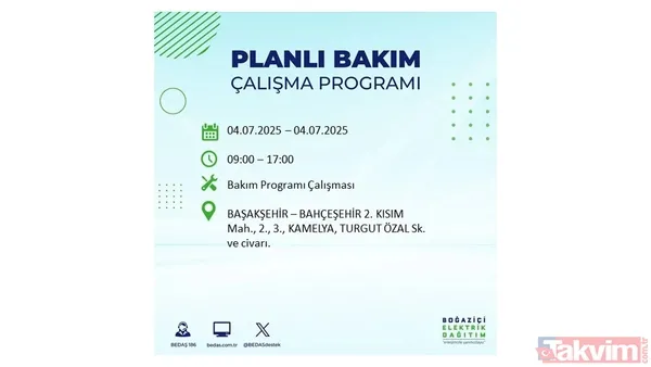 4 Temmuz'da İstanbul'da Elektrik Kesintisi Yaşanacak İlçeler