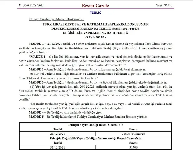 Döviz ve altın hesaplarının TL mevduata dönüşümünde değişiklik Resmi Gazete'de: Şirket ve kurumlar da kapsama alındı!-3