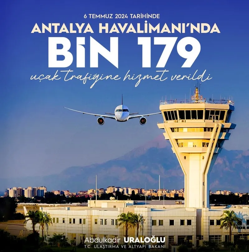 Ulaştırma ve Altyapı Bakanı Abdulkadir Uraloğlu açıkladı: Antalya Havalimanı'nda dün uçak trafiği rekoru kırıldı-2