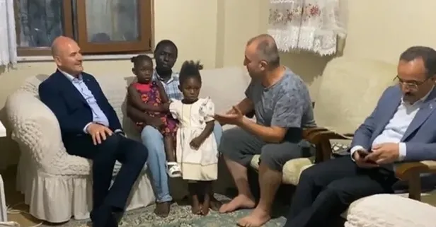 Bakan Soylu'dan metroda saldırıya uğrayan Senegalli aileye ziyaret