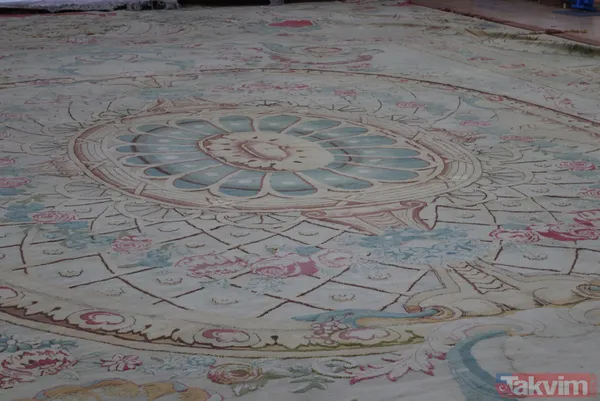 Tam 1 ton ağırlığında! Dolmabahçe Sarayı'nın en büyük halısı restore ediliyor - 16