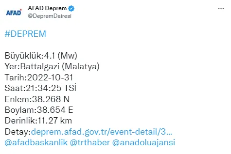 Malatya'da 4,1 büyüklüğünde deprem meydana geldi! Vali Hulusi Şahin, olumsuz bir durum olmadığını açıkladı-2