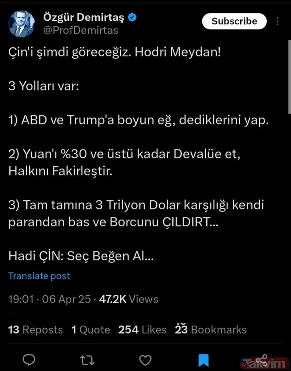 "Prof" diye gazlanıyor 'kopyala yapıştır'dan öteye gidemiyor! Özgür Demirtaş fena patladı... Çalıntı tweeti sildi "abonelik" dilendi - 6