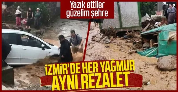 İzmir Ödemiş’i sağanak vurdu! Dere ve çaylar taştı araçlar sürüklendi