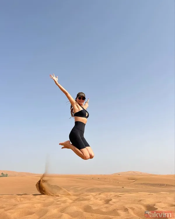 Ebru Şallı'nın ayakları yerden kesildi! Çöl pozlarıyla sosyal medyayı ateşe verdi! Uğur Akkuş'un biricik eşine bakın yaktı kavurdu - 7