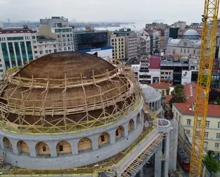 Taksim Camii inşaatı havadan görüntülendi
