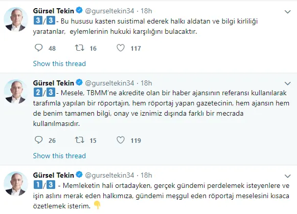 CHP’li Gürsel Tekin’den geri adım: Bilgim olmadan yayınlandı