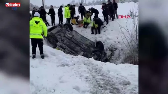 Polis aracı şarampole devrildi