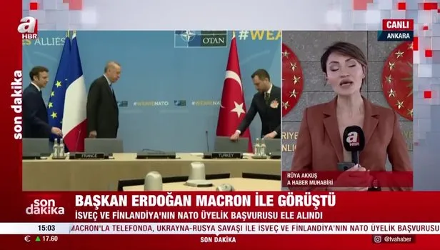 Başkan Erdoğan Fransa Cumhurbaşkanı Macron ile görüştü! Gündem İsveç ve Finlandiya'nın NATO üyeliği