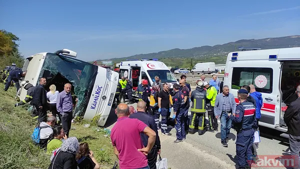 Yalova'da düz yolda giden otobüs devrildi! Görüntüler ortaya çıktı - 10