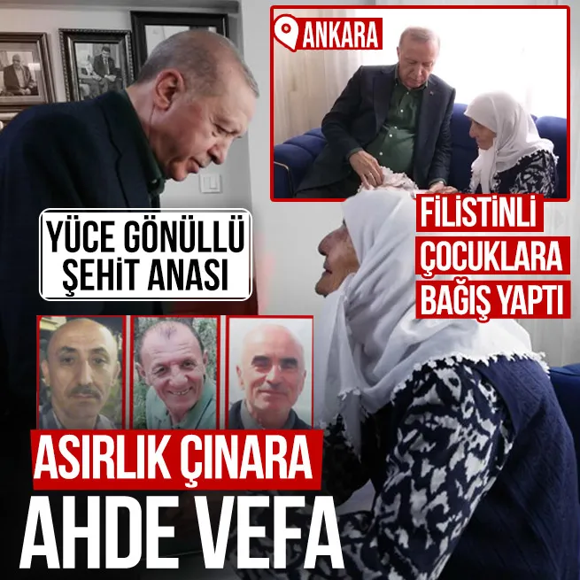 15 Temmuz’da 3 evladını şehit vermişti! Başkan Erdoğan’dan 99 yaşındaki Muzaffer Gülşen’e ziyaret: Filistin’deki çocuklara bağış yaptı