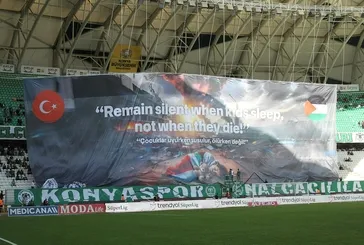 Konyaspor'dan Filistin'e pankartlı destek!