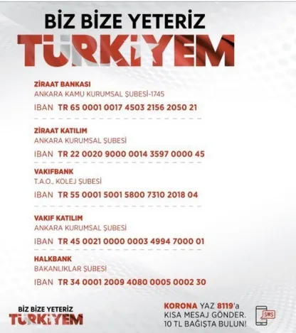 milli-dayanisma-kampanyasi-bagis-nasil-ve-nereden-yapilir-sms-ve-hesap-numaralari-nelerdir-1585592325199.jpg Biz bize yeteriz kampanyası kimler kaç TL bağış yaptı? İşte kampanya hesap numaraları... Rekor bağış o isimden!-9