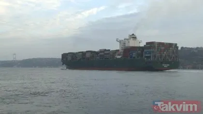 300 metrelik dev gemi İstanbul Boğazı’ndan geçti