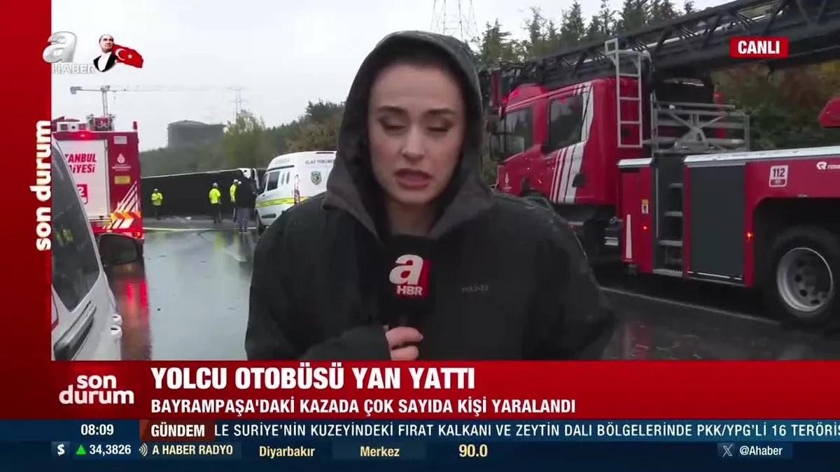 A Haber İstanbul'da yolcu otobüsü devrildiği yerde!