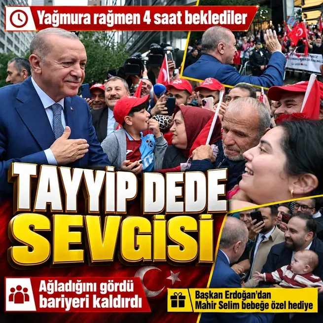Başkan Erdoğana Türkevinde coşkulu karşılama: Ağlayan bebeği fark etti! Bariyeri açtırıp yanına gitti