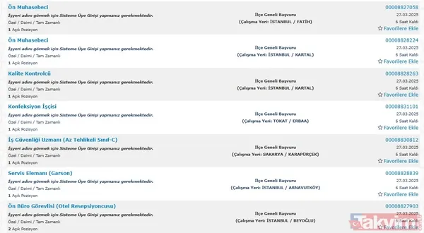 🔹 Bulaşıkçı (Stevard) – Malatya / Battalgazi 🔹 Hasta Danışmanı – Kocaeli / Gebze 🔹 Minibüs Şoförü – Tekirdağ / Çerkezköy 🔹 Satış Elemanı – Ordu / Altınordu