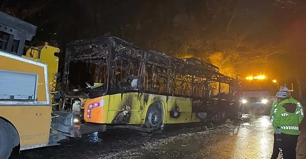 Sarıyer’de panik anları! İETT otobüsü alev topuna döndü