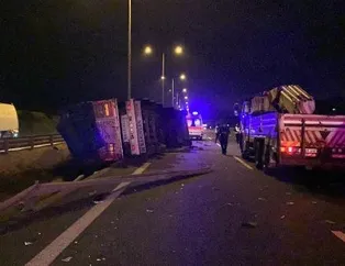 Kuzey Marmara Otoyolu’nda tır devrildi! Acı haber