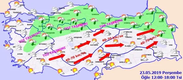 Meteorolojiden son dakika "sağanak ve toz taşınımı" uyarısı | 23 Mayıs Perşembe hava durumu-3