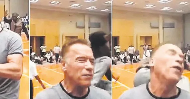 Ünlü aktör Arnold Schwarzenegger’e uçan tekme!