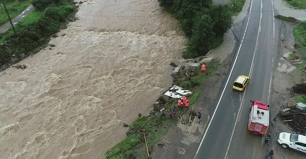 Rize’deki sel felaketi havadan görüntülendi