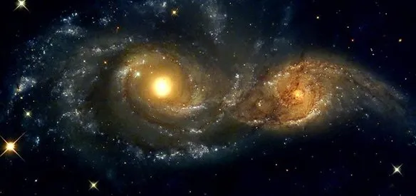 Amerikan Havacılık ve Uzay Dairesi'nin (NASA) Hubble Uzay Teleskobu, dünyadan 500 milyon ışık yılı uzaklıkta bulunan Tavşan Takımyıldızı'nda birbirine yakın geçiş yapan iki galaksinin oluşturduğu