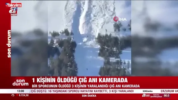 Palandöken çığ düşme anı kamerada!