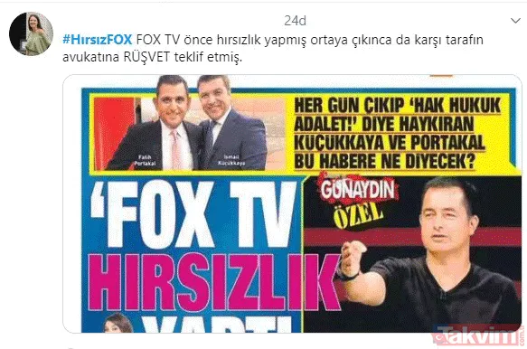 FOX'un yalanları ve hırsızlığına sosyal medyada büyük tepki: #HırsızFOX