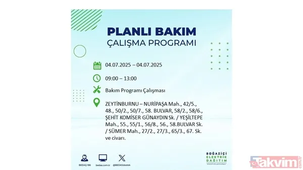 4 Temmuz'da İstanbul'da Elektrik Kesintisi Yaşanacak İlçeler