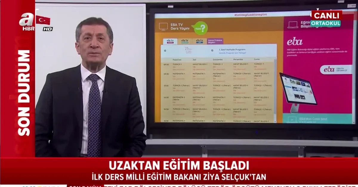 Uzaktan eğitimde ilk ders zili çaldı! Milli Eğitim Bakanı Ziya Selçuk ilk dersi anlattı