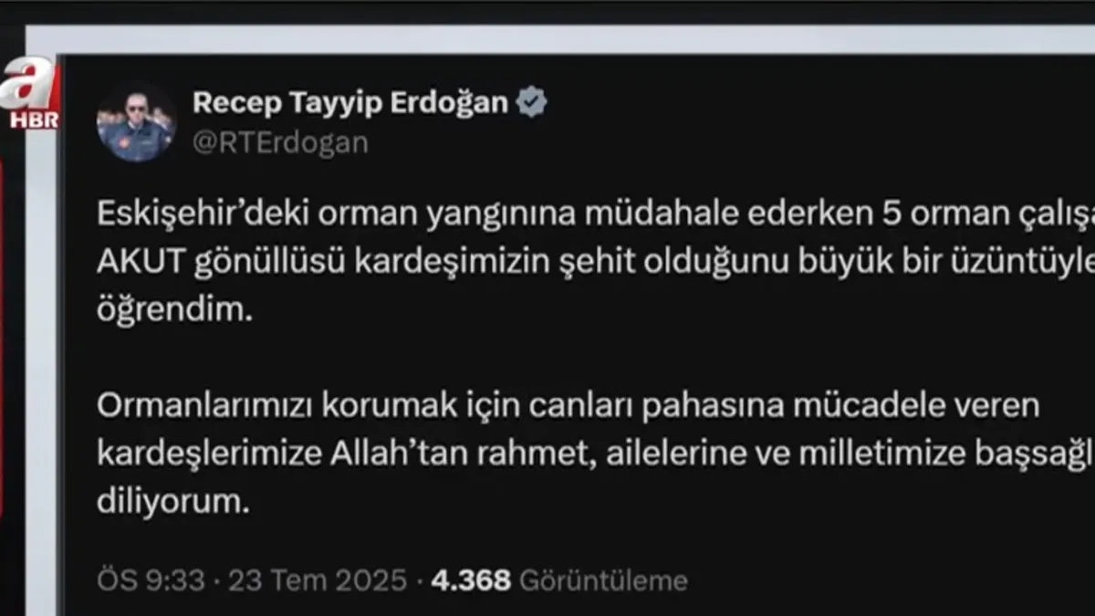 Başkan Erdoğan’dan taziye mesajı