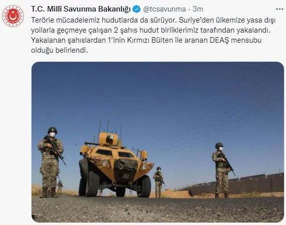 Son dakika: Kırmızı Bülten ile aranan DEAŞ mensubu terörist, hudut birliklerimiz tarafından yakalandı-1