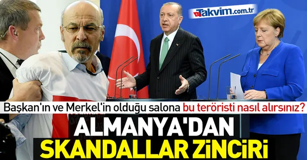 Almanya'dan skandallar zinciri! Başkan Erdoğan'ın ve Merkel'in olduğu salona terörist Adil Yiğit'i soktular