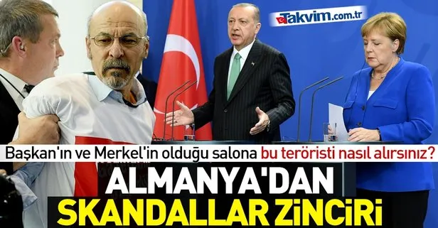 Almanya’dan skandallar zinciri! Başkan Erdoğan’ın ve Merkel’in olduğu salona terörist Adil Yiğit’i soktular