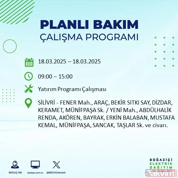 İstanbul elektrik kesintisi: 18 Mart 2025 İstanbul'da hangi ilçelerde elektrik yok? BEDAŞ listeledi - 14
