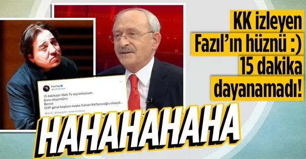 Kılıçdaroğlu’nun Halk TV yayınını izleyen Fazıl Say 15 dakika bile dayanamadı!