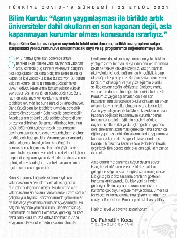 Bilim Kurulu sonrası Sağlık Bakanı Fahrettin Koca'dan açıklama: Okulların asla kapanmayan kurumlar olması konusunda ısrarlıyız-5