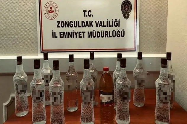 Zonguldak'ta kaçak sahte içki operasyonu